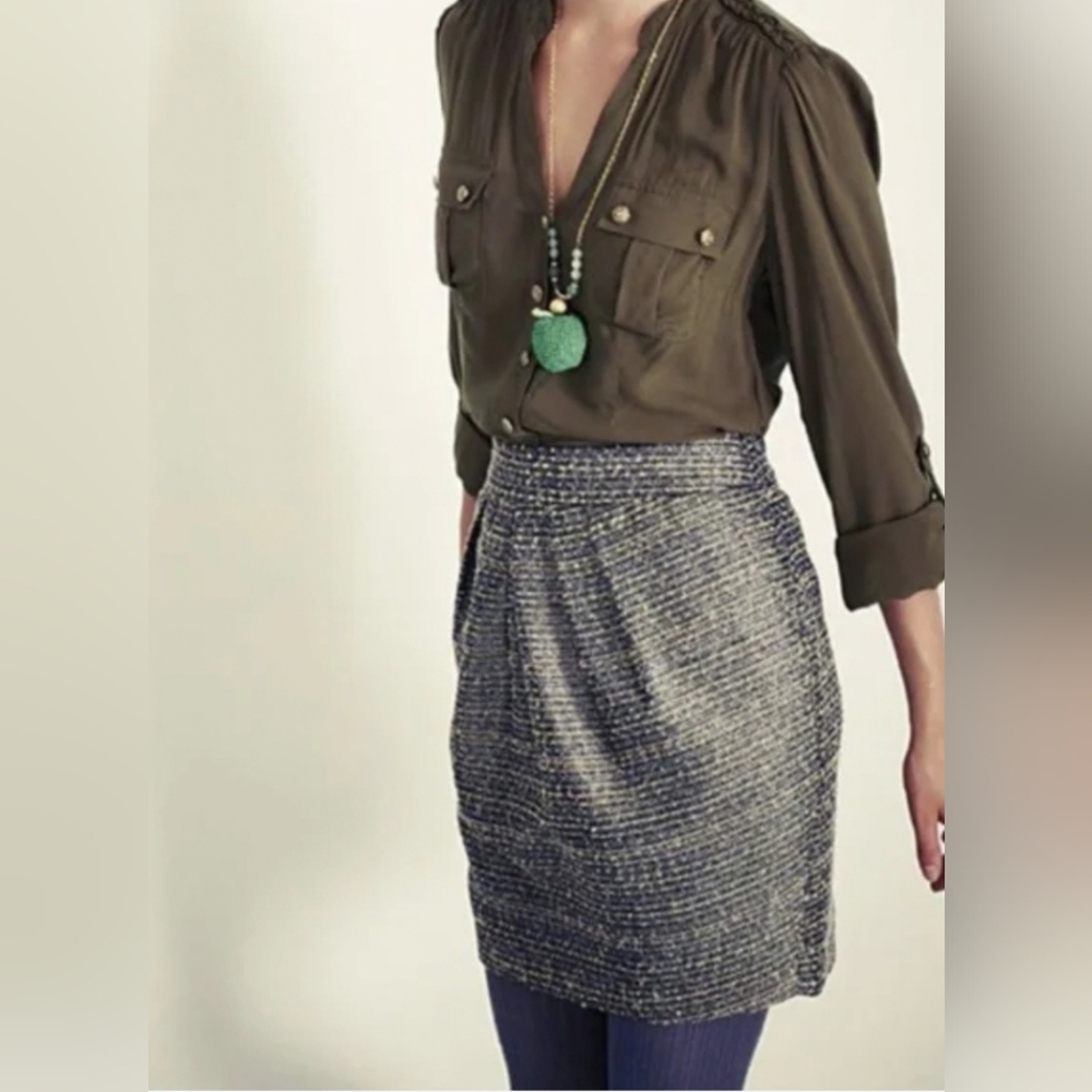 Anthropologie Tabitha Tweed Metallic Skirt - 8